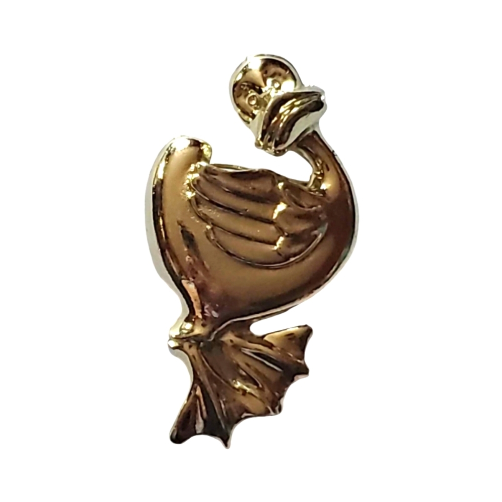 QUACKERS THE GOLDEN DUCK Fun Vintage Big Thick Metal Brooch 2½"